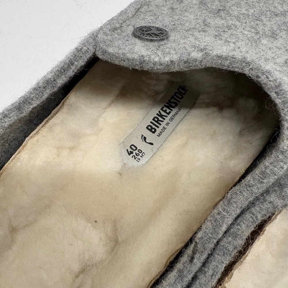 Birkenstock Clogs Women 9 Gray Wool Zermatt Shearling Lined Slipper Comfort Shoe - Picture 10 of 11